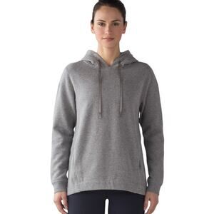 Lululemon Wind Down Pullover Hoodie Heathered Medium Grey Cotton Fleece Size 4